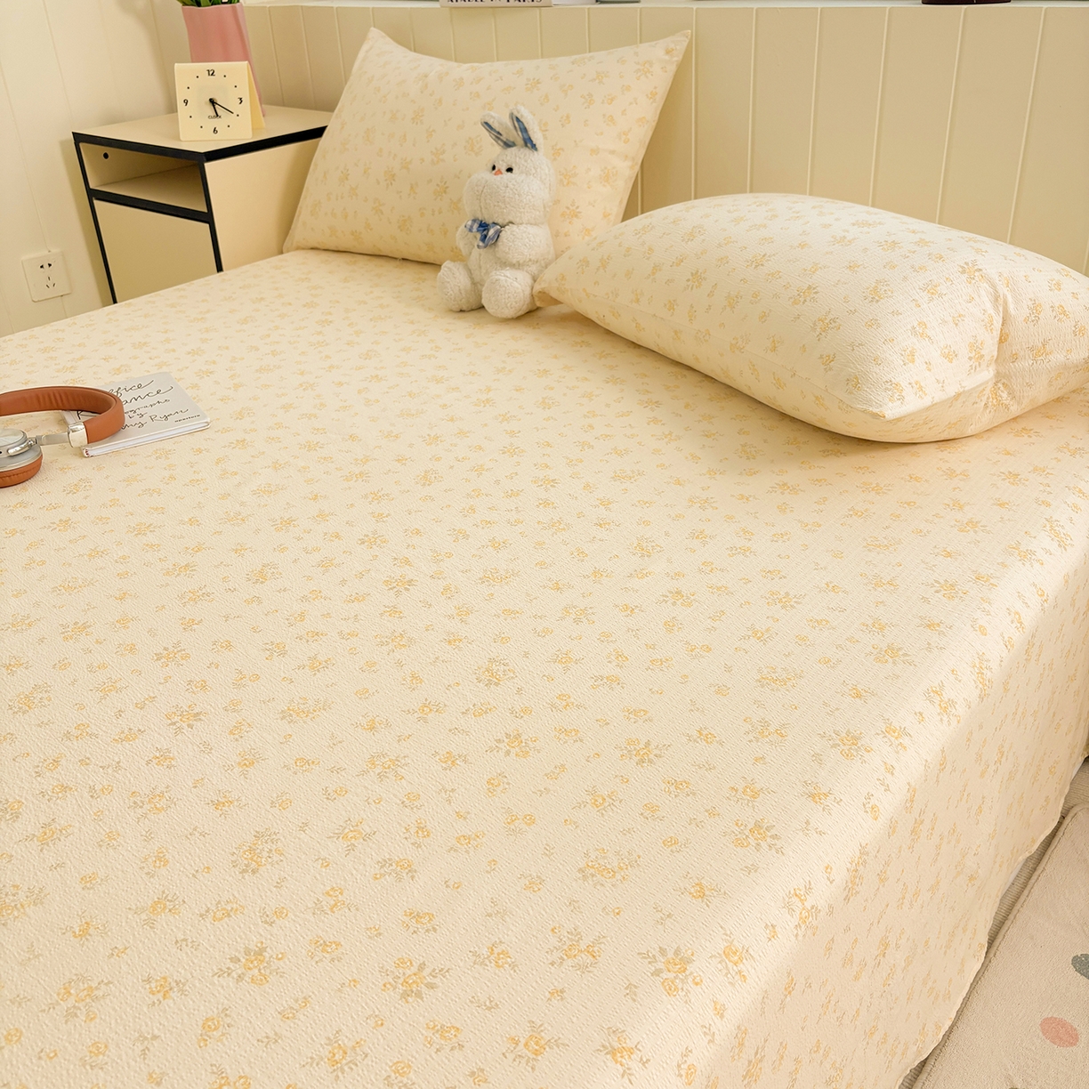 91家纺网 家纺一手货源 找家纺 青泽家纺 2025新款双层纱床单单品床单单件单床单 梨花落