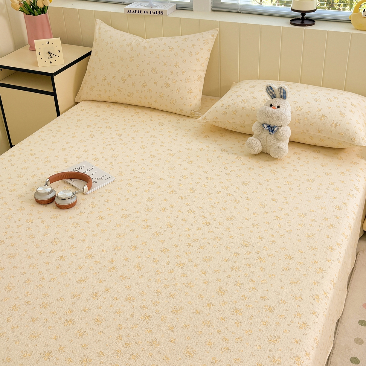 91家纺网 家纺一手货源 找家纺 青泽家纺 2025新款双层纱床单单品床单单件单床单 梨花落