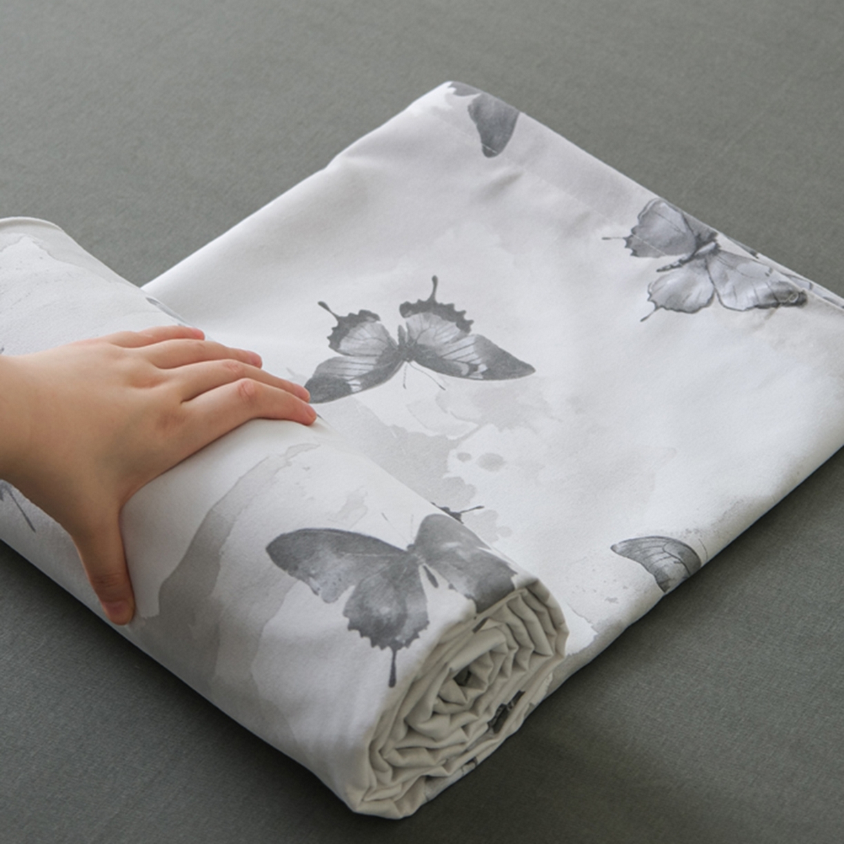 慕绸家纺（原萌宝老粗布厂家） 2025秋冬新款加厚纯棉磨毛印花四件套 墨兰蝶