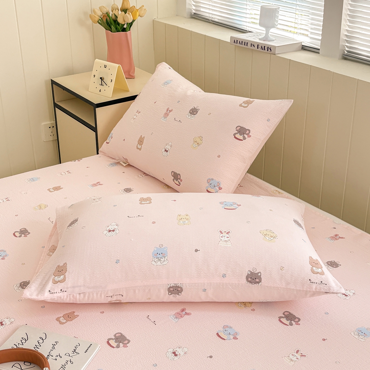 91家纺网 家纺一手货源 找家纺 青泽家纺 2025新款双层纱床单单品床单单件单床单 萌宠乐园