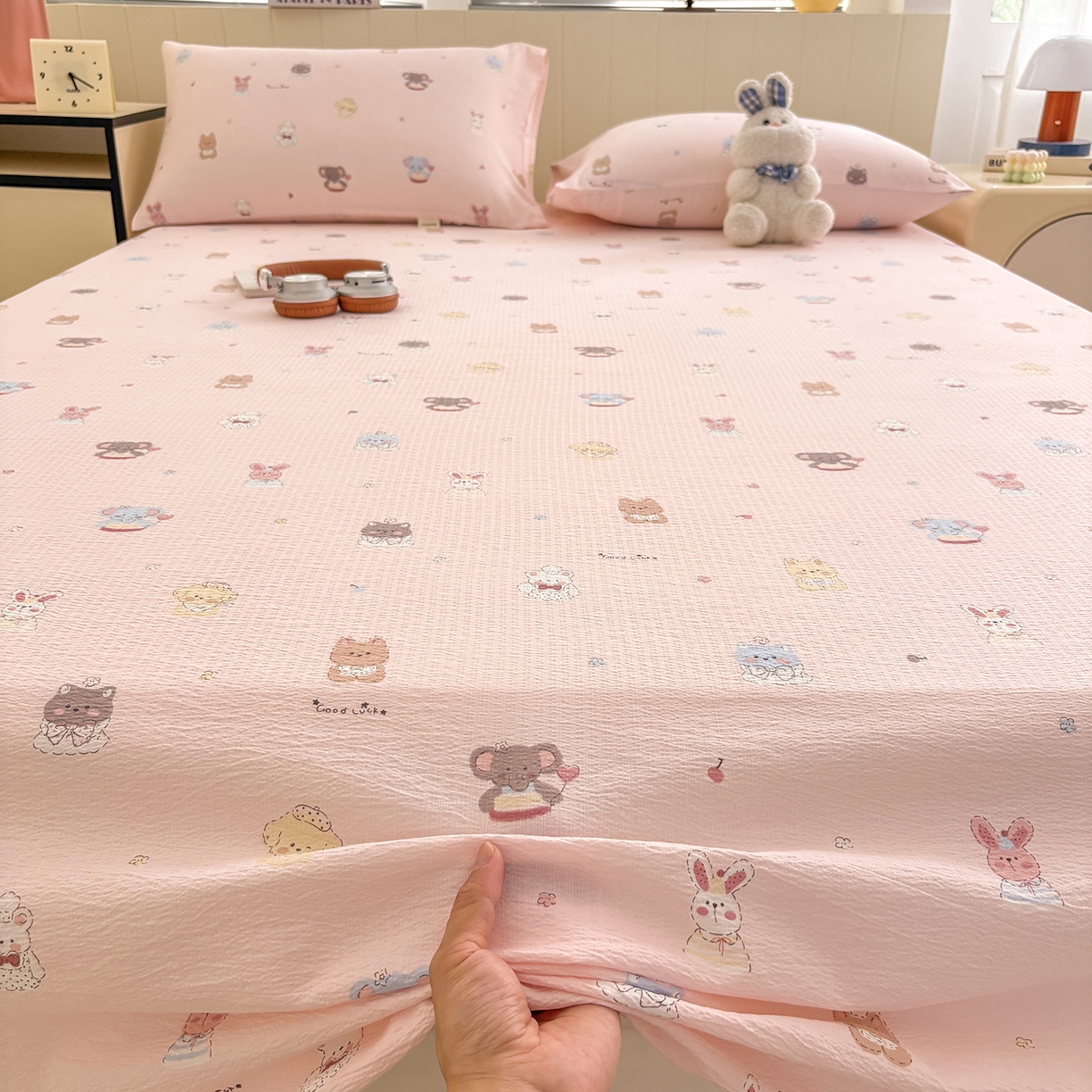 91家纺网 家纺一手货源 找家纺 青泽家纺 2025新款双层纱床单单品床单单件单床单 萌宠乐园