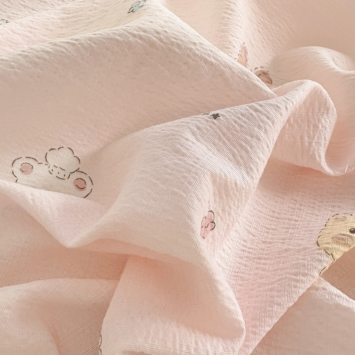 91家纺网 家纺一手货源 找家纺 青泽家纺 2025新款双层纱床单单品床单单件单床单 萌宠乐园