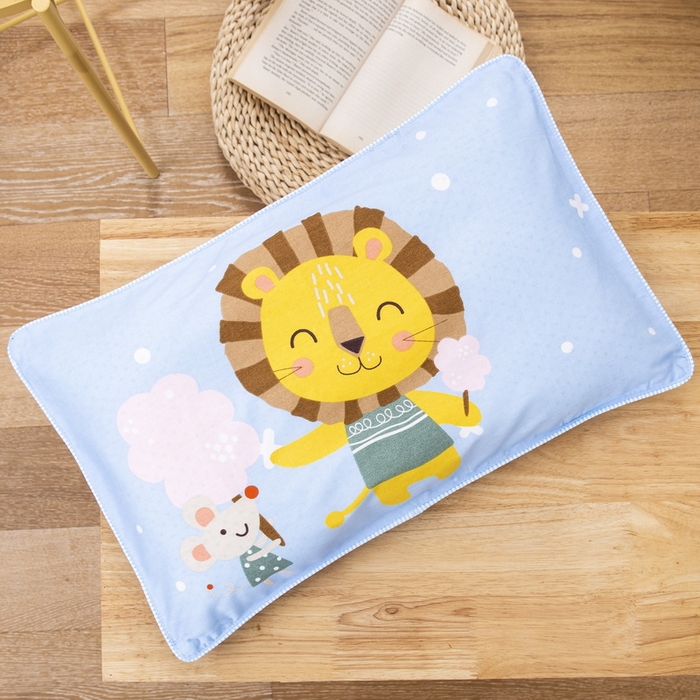 91家纺网 家纺一手货源 找家纺 大黄蜂家居家纺 2025新款纯棉卡通定位枕套 开心狮子