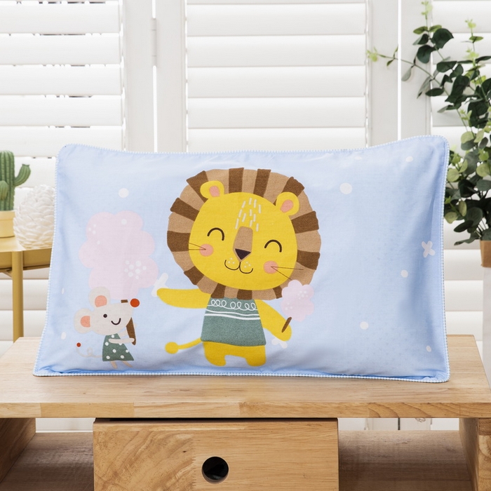 大黄蜂家居家纺 2025新款纯棉卡通定位枕套 开心狮子