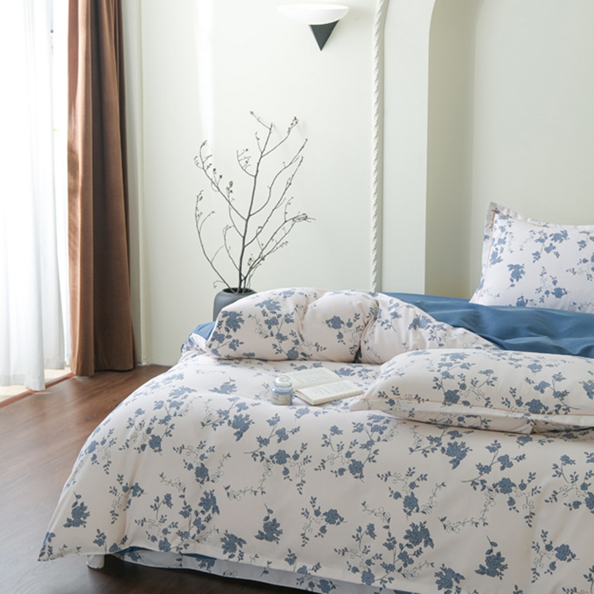 91家纺网 家纺一手货源 找家纺 慕绸家纺（原萌宝老粗布厂家） 2025秋冬新款加厚纯棉磨毛印花四件套 南枝