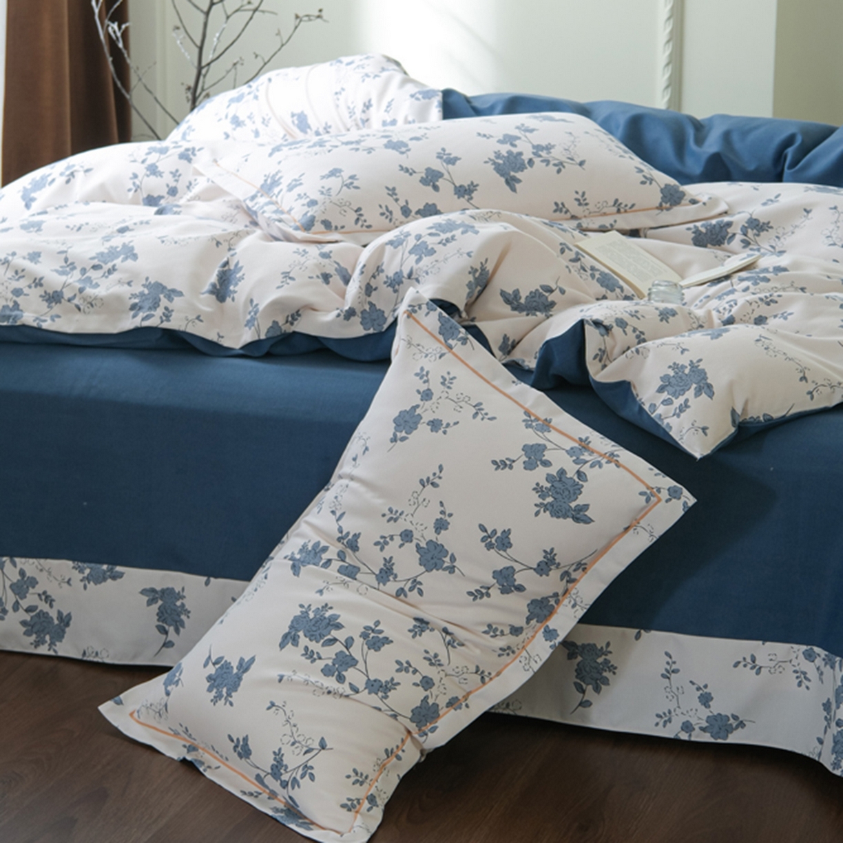 91家纺网 家纺一手货源 找家纺 慕绸家纺（原萌宝老粗布厂家） 2025秋冬新款加厚纯棉磨毛印花四件套 南枝