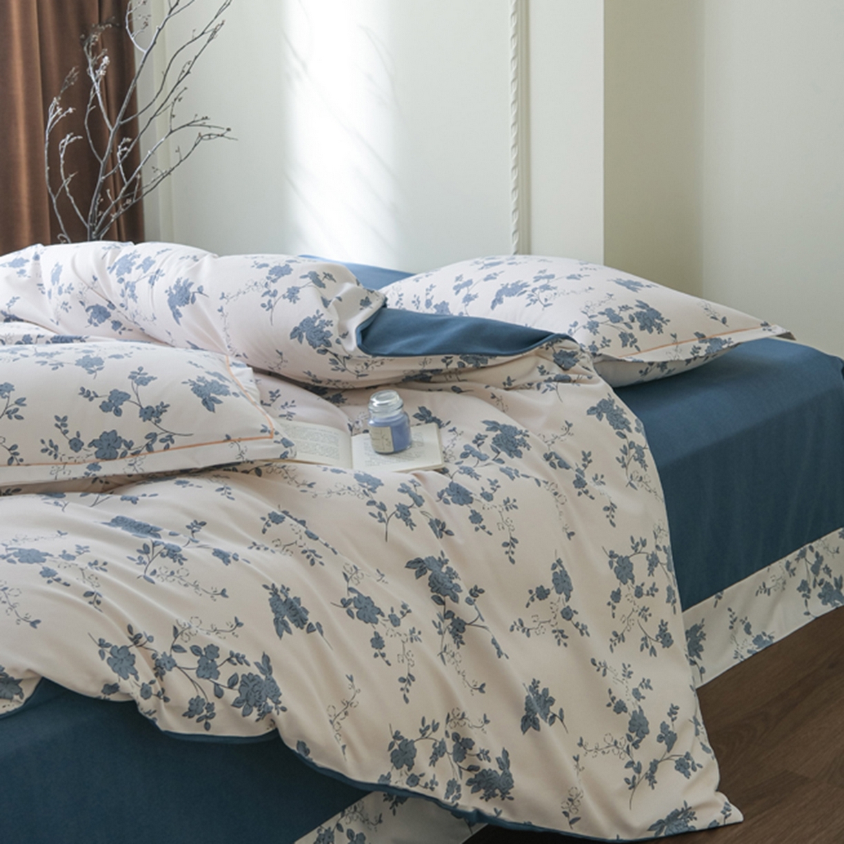 91家纺网 家纺一手货源 找家纺 慕绸家纺（原萌宝老粗布厂家） 2025秋冬新款加厚纯棉磨毛印花四件套 南枝