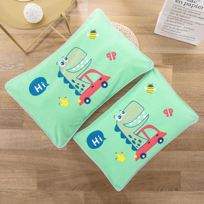 91家纺网 家纺一手货源 找家纺 大黄蜂家居家纺 2025新款纯棉卡通定位枕套 恐龙汽车