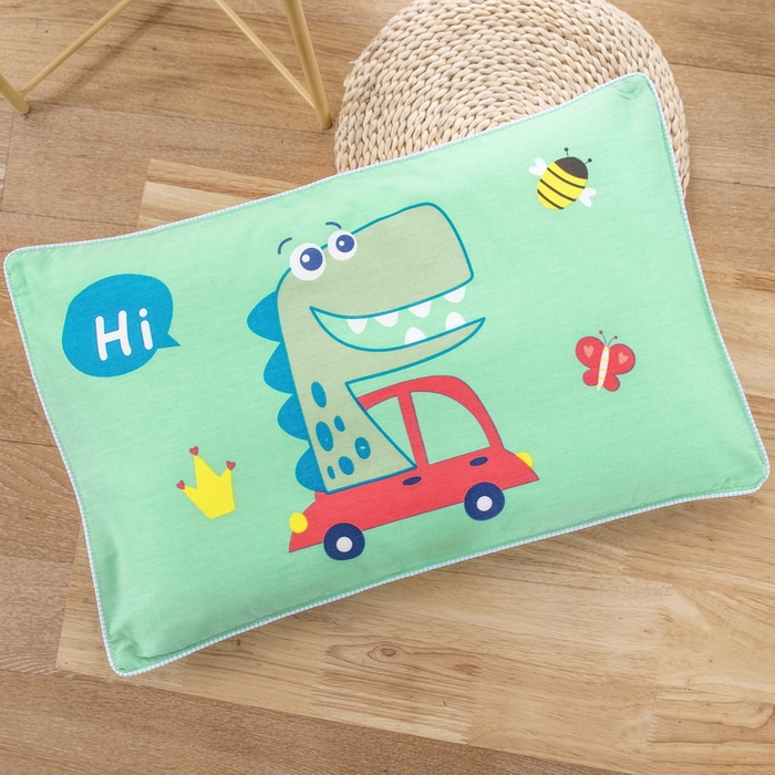 91家纺网 家纺一手货源 找家纺 大黄蜂家居家纺 2025新款纯棉卡通定位枕套 恐龙汽车