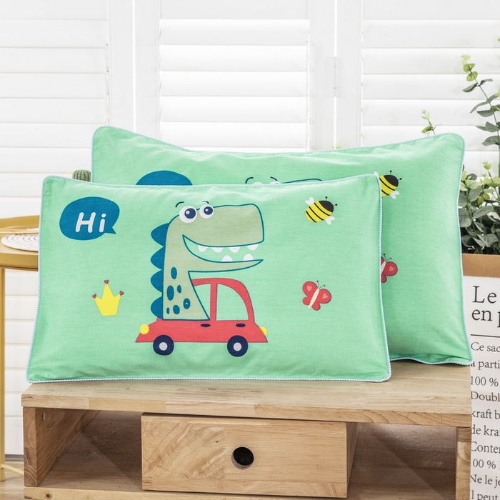 91家纺网 家纺一手货源 找家纺 大黄蜂家居家纺 2025新款纯棉卡通定位枕套 恐龙汽车