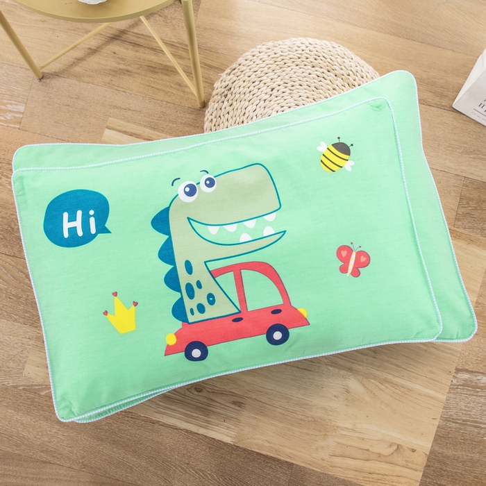 91家纺网 家纺一手货源 找家纺 大黄蜂家居家纺 2025新款纯棉卡通定位枕套 恐龙汽车