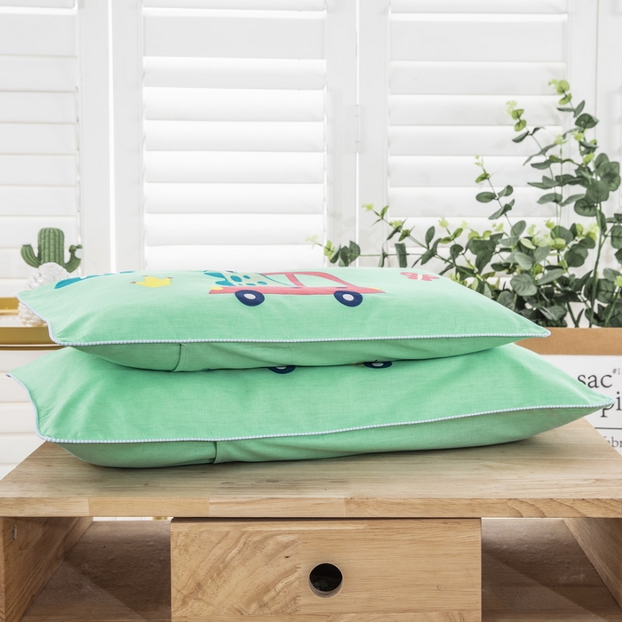 91家纺网 家纺一手货源 找家纺 大黄蜂家居家纺 2025新款纯棉卡通定位枕套 恐龙汽车