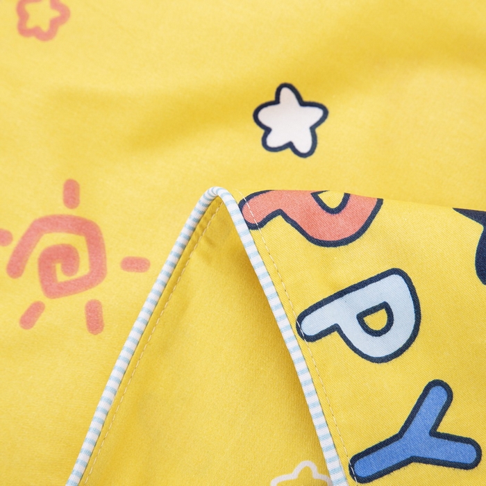 91家纺网 家纺一手货源 找家纺 大黄蜂家居家纺 2025新款纯棉卡通定位枕套 快乐牛牛黄