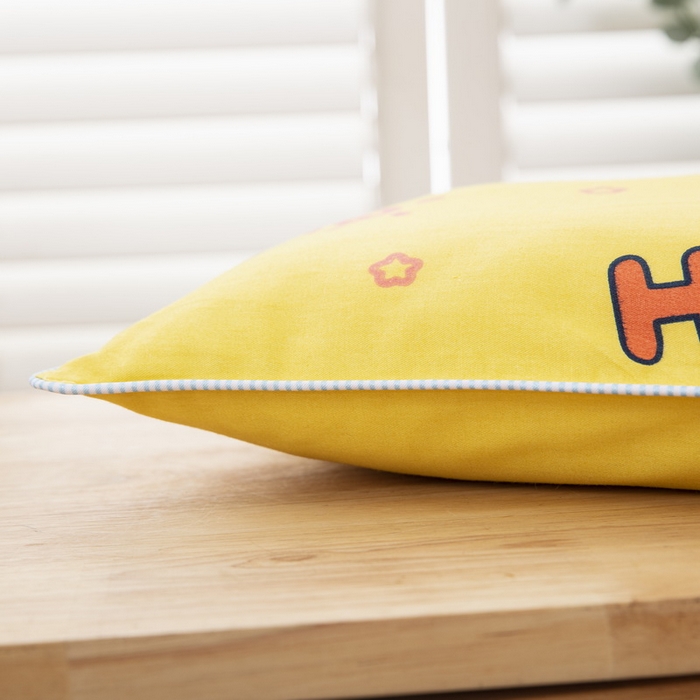 91家纺网 家纺一手货源 找家纺 大黄蜂家居家纺 2025新款纯棉卡通定位枕套 快乐牛牛黄