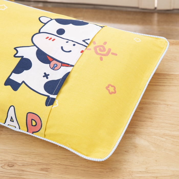 91家纺网 家纺一手货源 找家纺 大黄蜂家居家纺 2025新款纯棉卡通定位枕套 快乐牛牛黄