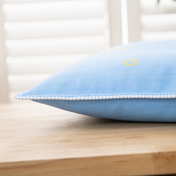 91家纺网 家纺一手货源 找家纺 大黄蜂家居家纺 2025新款纯棉卡通定位枕套 快乐牛牛蓝