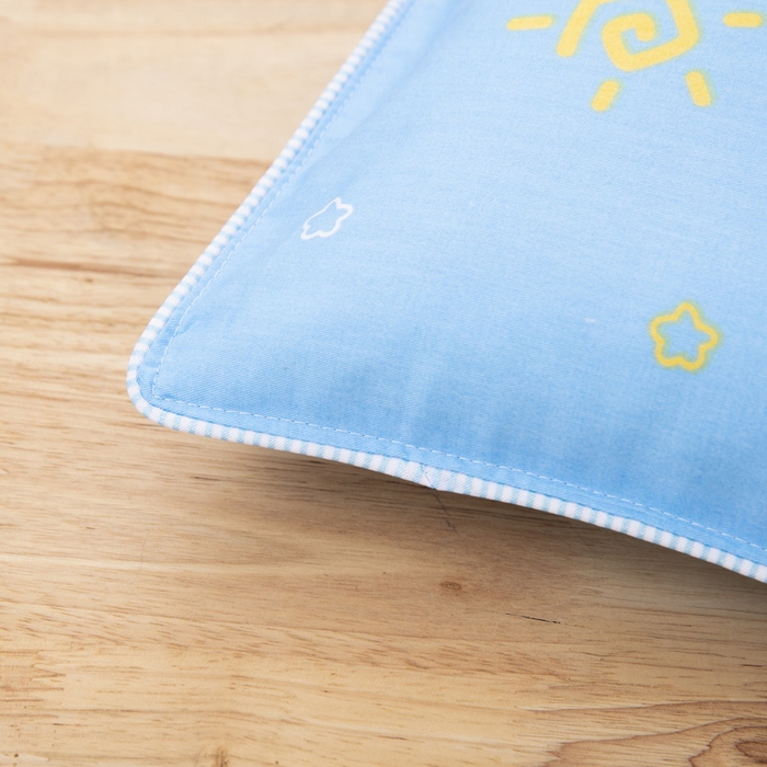 91家纺网 家纺一手货源 找家纺 大黄蜂家居家纺 2025新款纯棉卡通定位枕套 快乐牛牛蓝