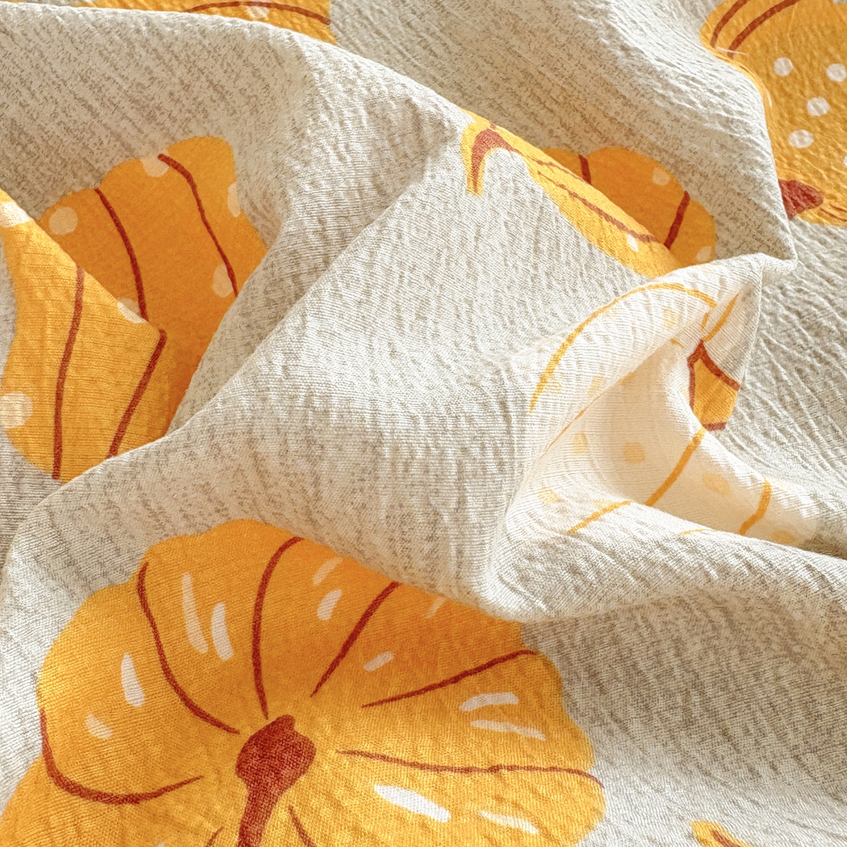 91家纺网 家纺一手货源 找家纺 青泽家纺 2025新款双层纱床单单品床单单件单床单 南瓜派对