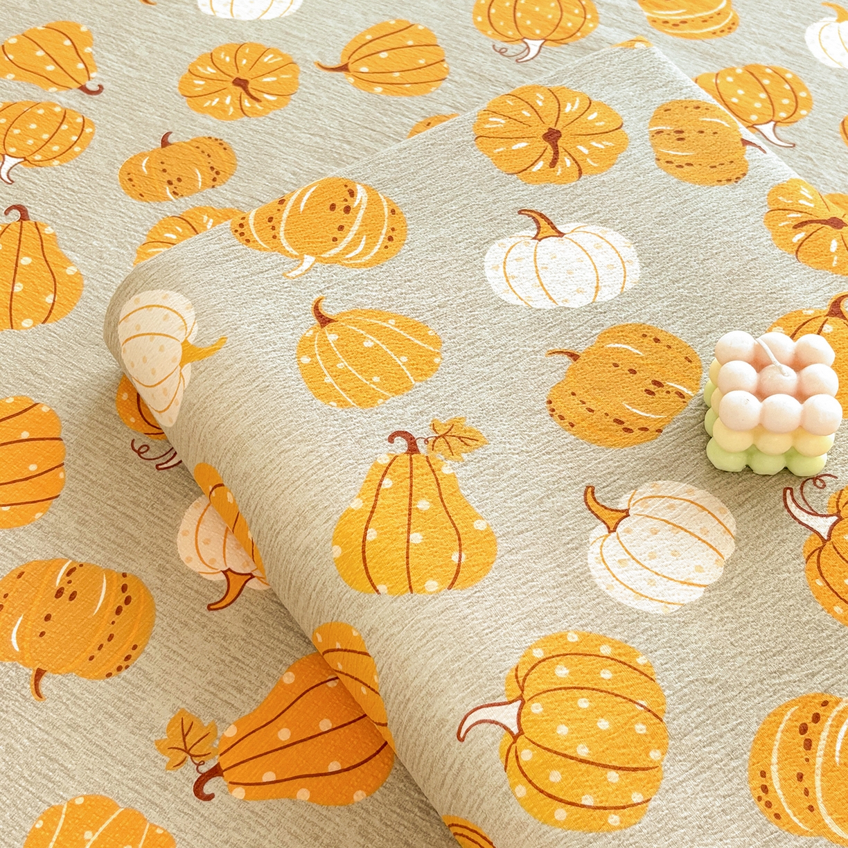 91家纺网 家纺一手货源 找家纺 青泽家纺 2025新款双层纱床单单品床单单件单床单 南瓜派对