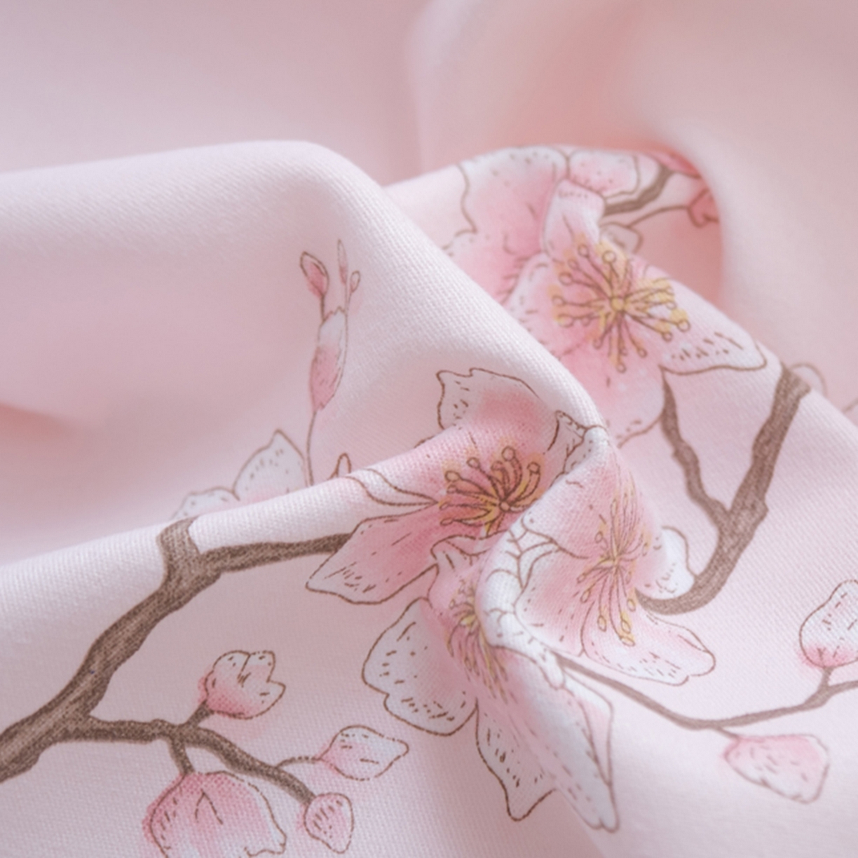 91家纺网 家纺一手货源 找家纺 慕绸家纺（原萌宝老粗布厂家） 2025秋冬新款加厚纯棉磨毛印花四件套 桃喜