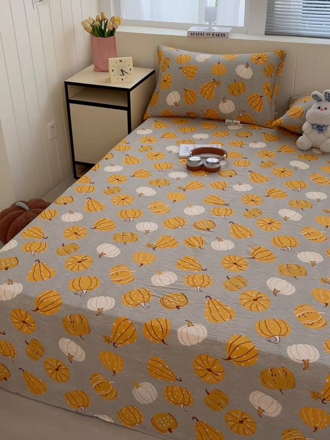 91家纺网 家纺一手货源 找家纺 青泽家纺 2025新款双层纱床单单品床单单件单床单 南瓜派对