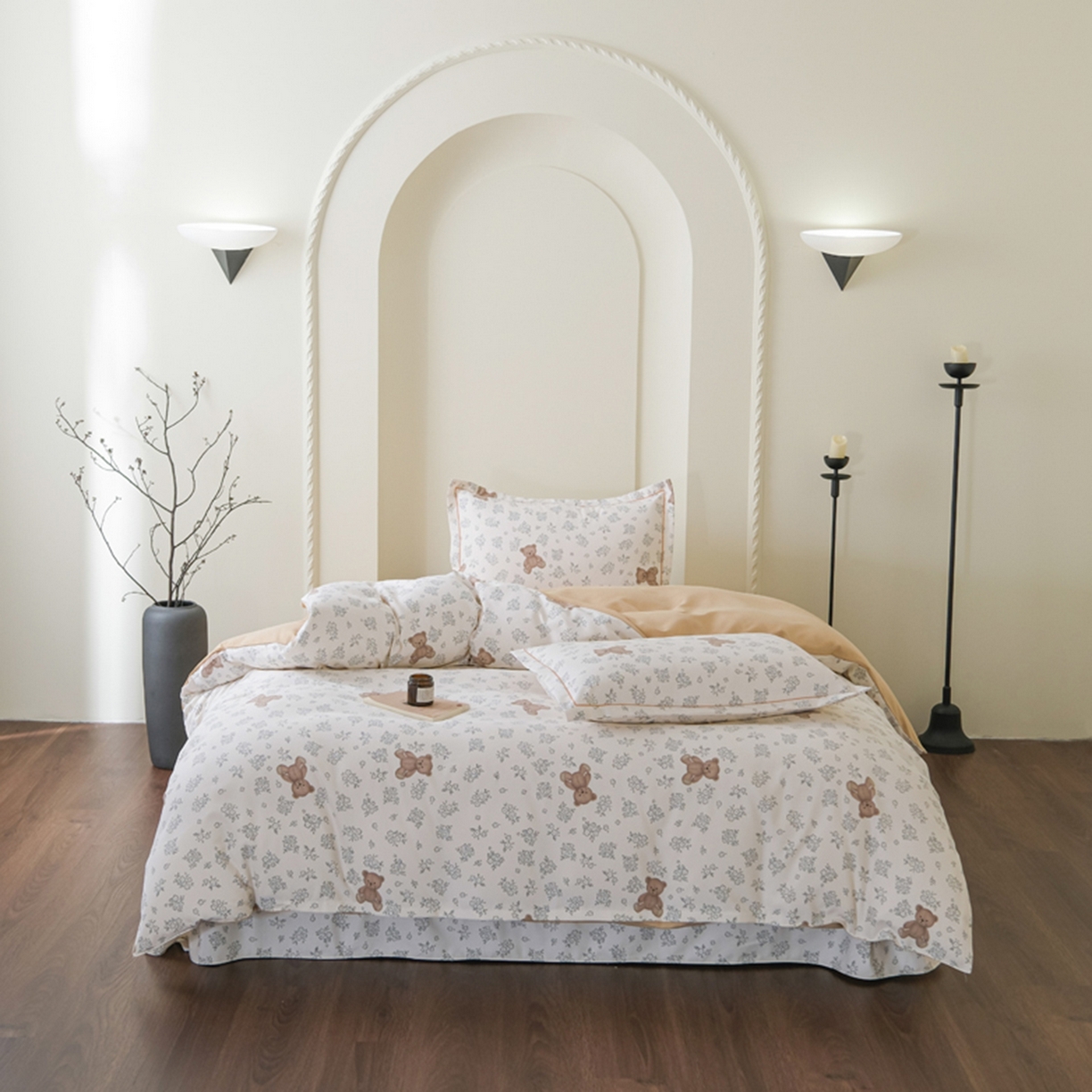 91家纺网 家纺一手货源 找家纺 慕绸家纺（原萌宝老粗布厂家） 2025秋冬新款加厚纯棉磨毛印花四件套 小花熊