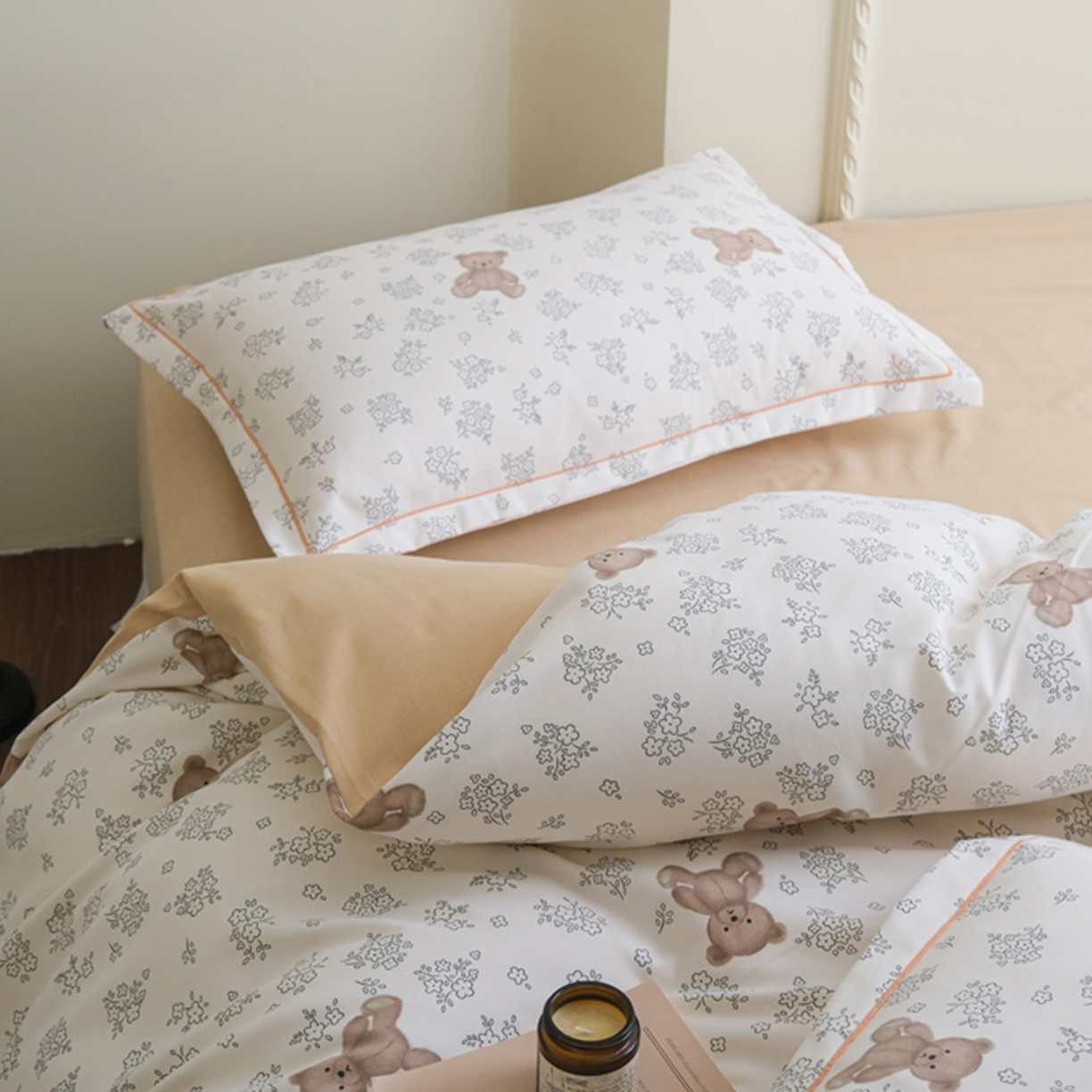 91家纺网 家纺一手货源 找家纺 慕绸家纺（原萌宝老粗布厂家） 2025秋冬新款加厚纯棉磨毛印花四件套 小花熊