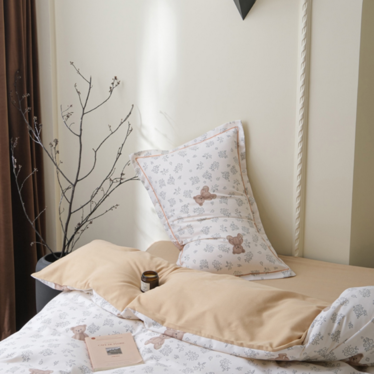 91家纺网 家纺一手货源 找家纺 慕绸家纺（原萌宝老粗布厂家） 2025秋冬新款加厚纯棉磨毛印花四件套 小花熊