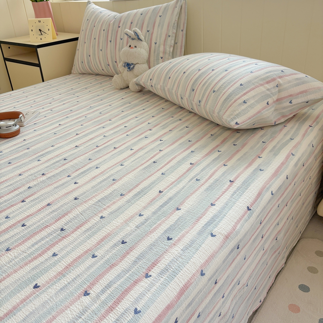 91家纺网 家纺一手货源 找家纺 青泽家纺 2025新款双层纱床单单品床单单件单床单 疏影之心