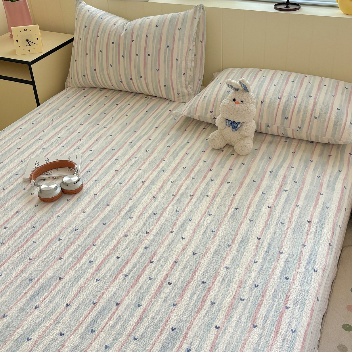 91家纺网 家纺一手货源 找家纺 青泽家纺 2025新款双层纱床单单品床单单件单床单 疏影之心