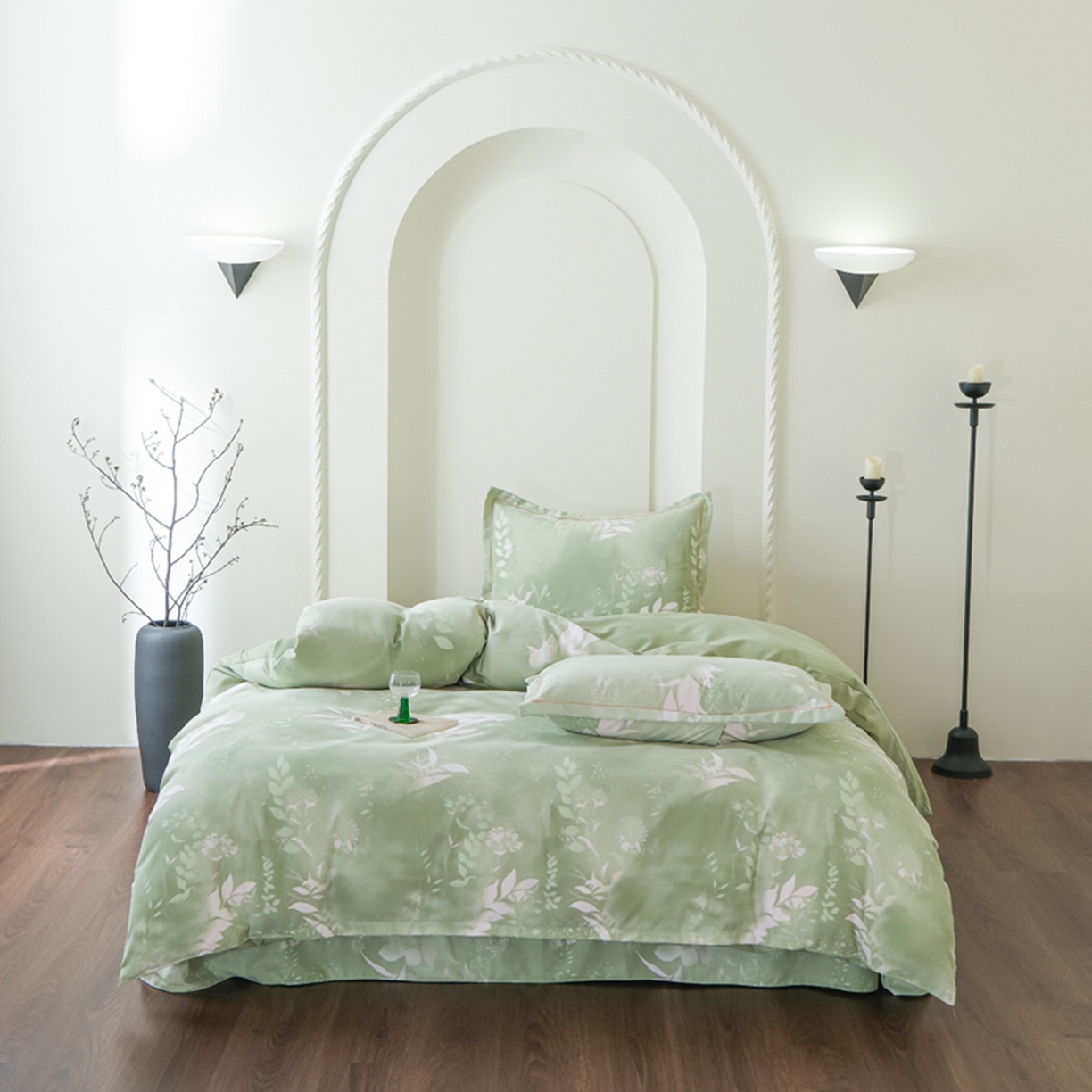 91家纺网 家纺一手货源 找家纺 慕绸家纺（原萌宝老粗布厂家） 2025秋冬新款加厚纯棉磨毛印花四件套 叶篱