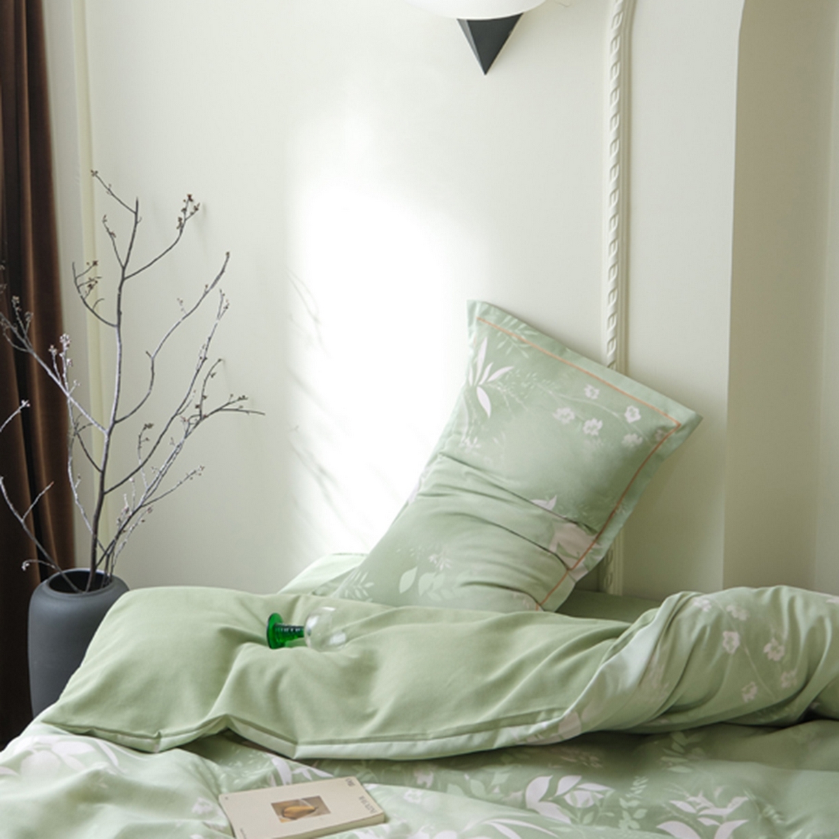 91家纺网 家纺一手货源 找家纺 慕绸家纺（原萌宝老粗布厂家） 2025秋冬新款加厚纯棉磨毛印花四件套 叶篱