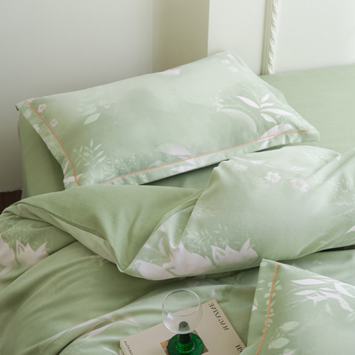 91家纺网 家纺一手货源 找家纺 慕绸家纺（原萌宝老粗布厂家） 2025秋冬新款加厚纯棉磨毛印花四件套 叶篱