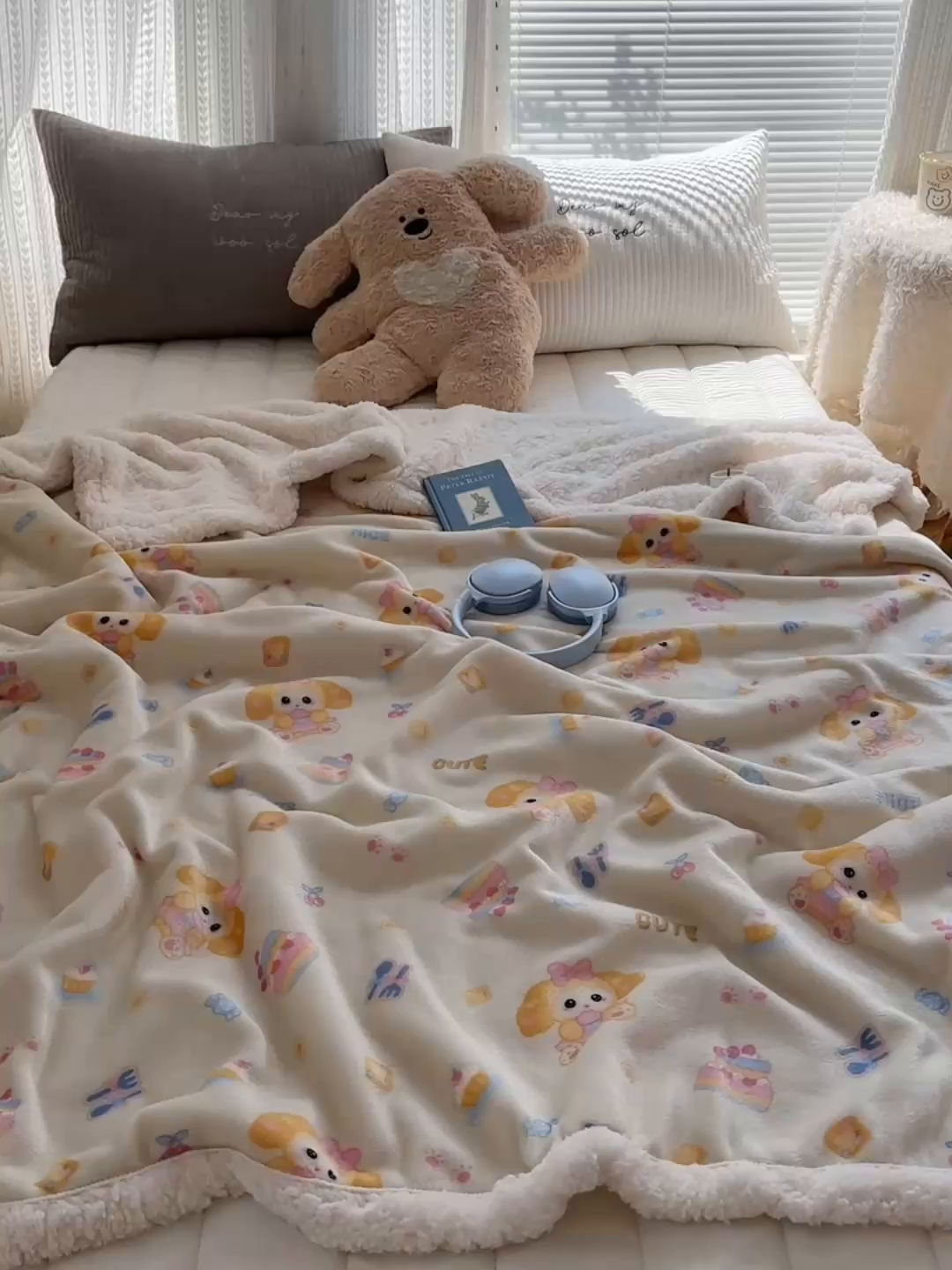 91家纺网 家纺一手货源 找家纺 美乐迪  2025新款牛奶绒羊羔绒毛毯 黄油小狗