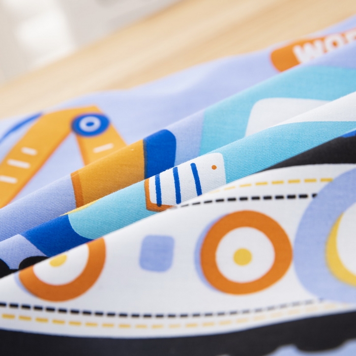 91家纺网 家纺一手货源 找家纺 大黄蜂家居家纺 2025新款纯棉卡通定位枕套 挖掘机