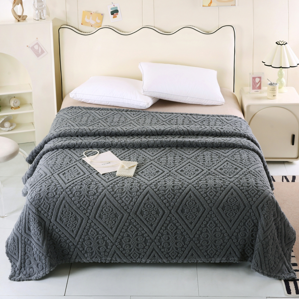 巴木赫 2025新款如意阁塔芙绒毯子毛毯 深灰