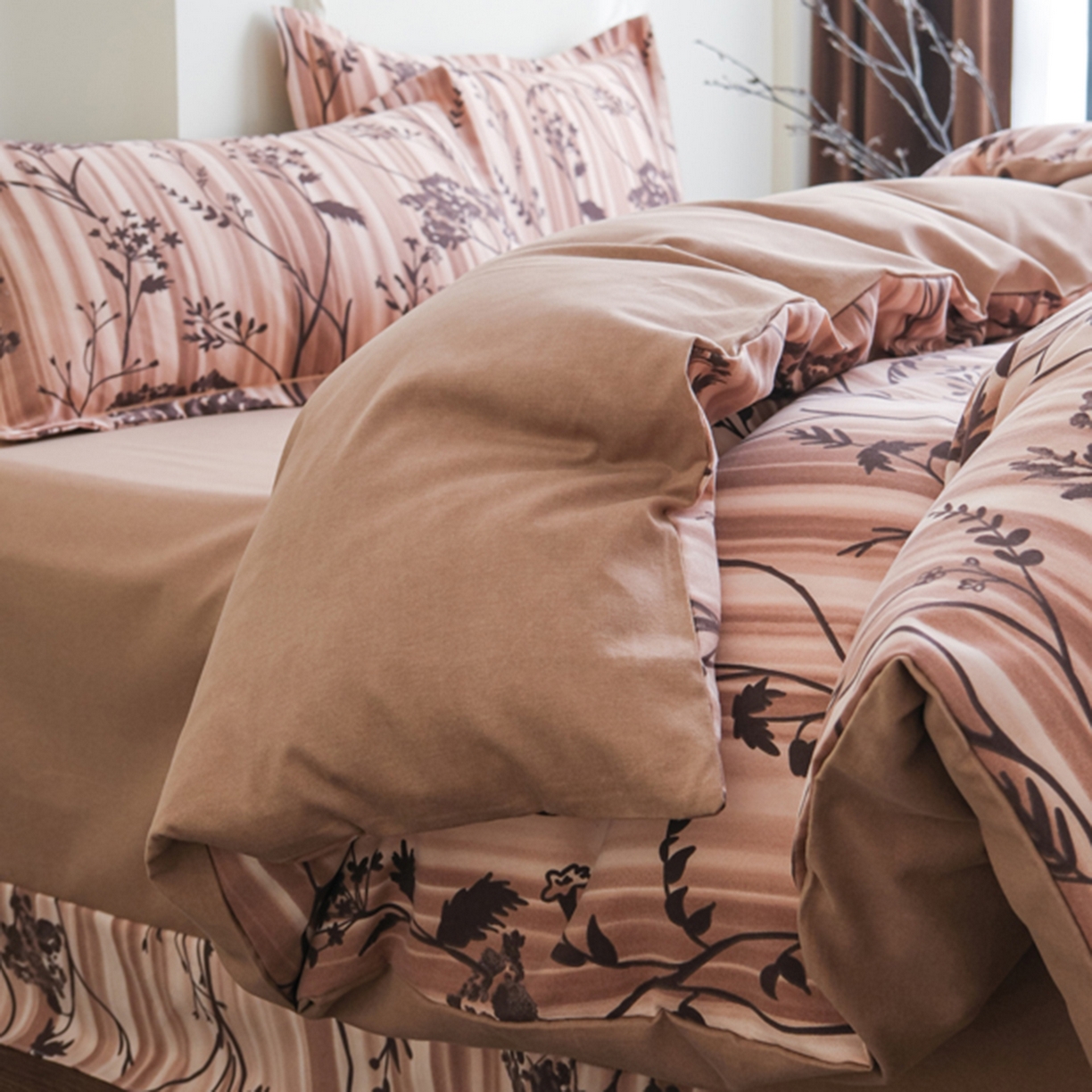 91家纺网 家纺一手货源 找家纺 慕绸家纺（原萌宝老粗布厂家） 2025秋冬新款加厚纯棉磨毛印花四件套 枝繁叶茂