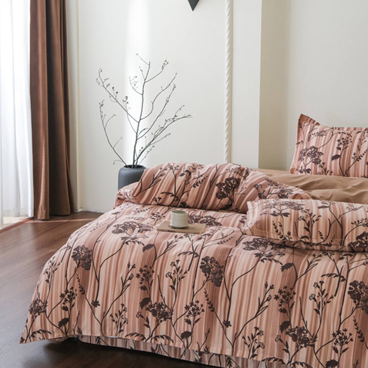 91家纺网 家纺一手货源 找家纺 慕绸家纺（原萌宝老粗布厂家） 2025秋冬新款加厚纯棉磨毛印花四件套 枝繁叶茂