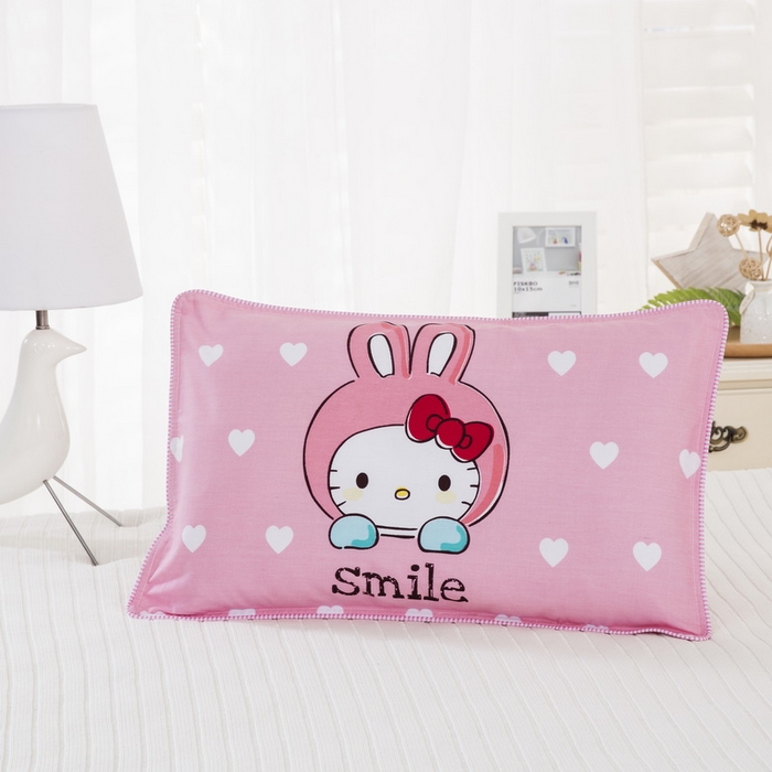 大黄蜂家居家纺 2025新款纯棉卡通定位枕套 微笑猫咪