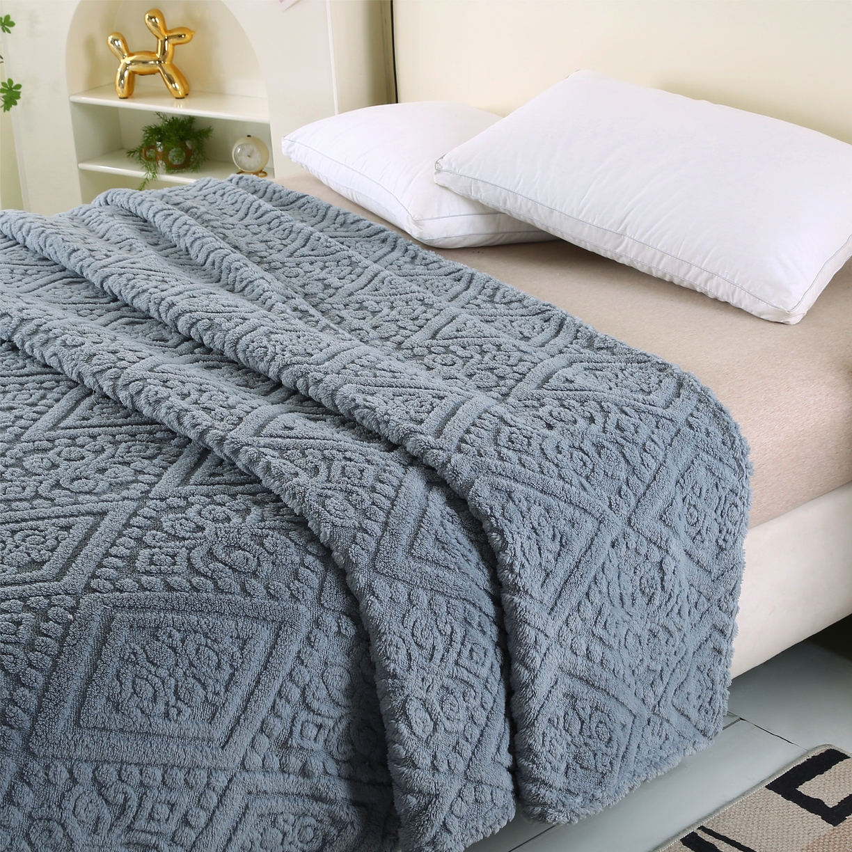 巴木赫 2025新款如意阁塔芙绒毯子毛毯 雾蓝