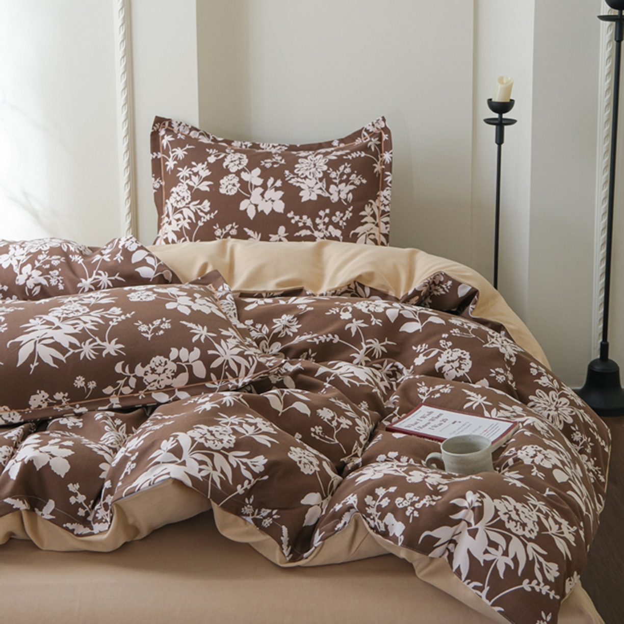 91家纺网 家纺一手货源 找家纺 慕绸家纺（原萌宝老粗布厂家） 2025秋冬新款加厚纯棉磨毛印花四件套 枝缦