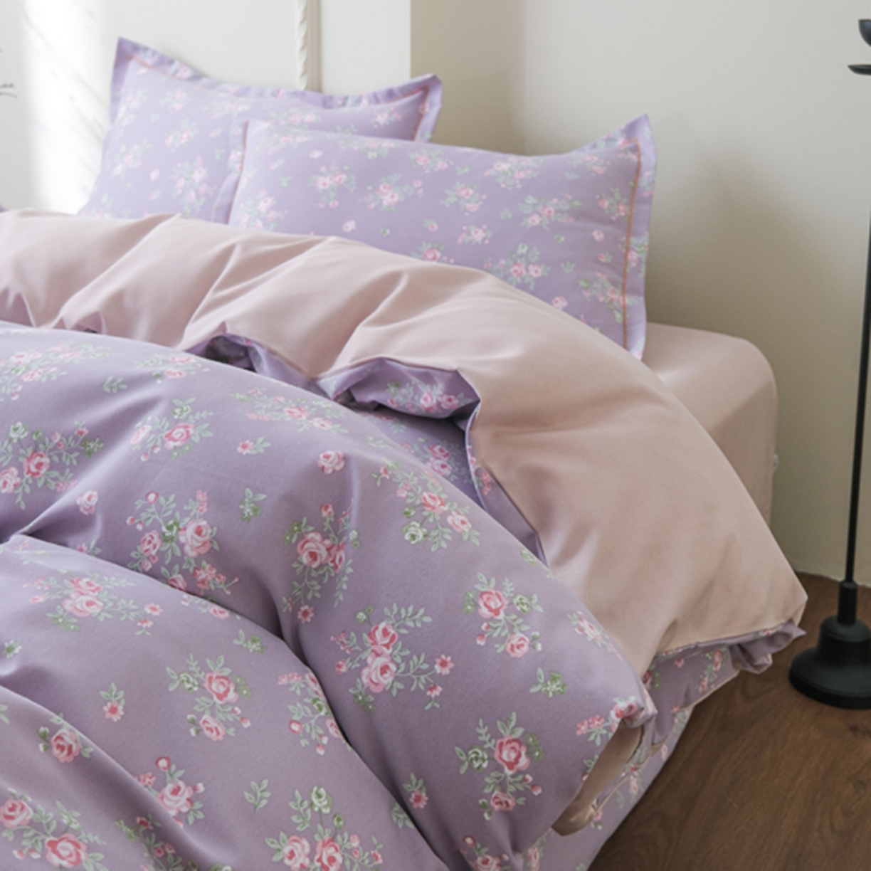 91家纺网 家纺一手货源 找家纺 慕绸家纺（原萌宝老粗布厂家） 2025秋冬新款加厚纯棉磨毛印花四件套 紫藤花