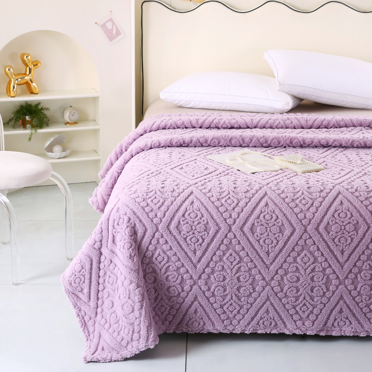 91家纺网 家纺一手货源 找家纺 巴木赫 2025新款如意阁塔芙绒毯子毛毯 紫色