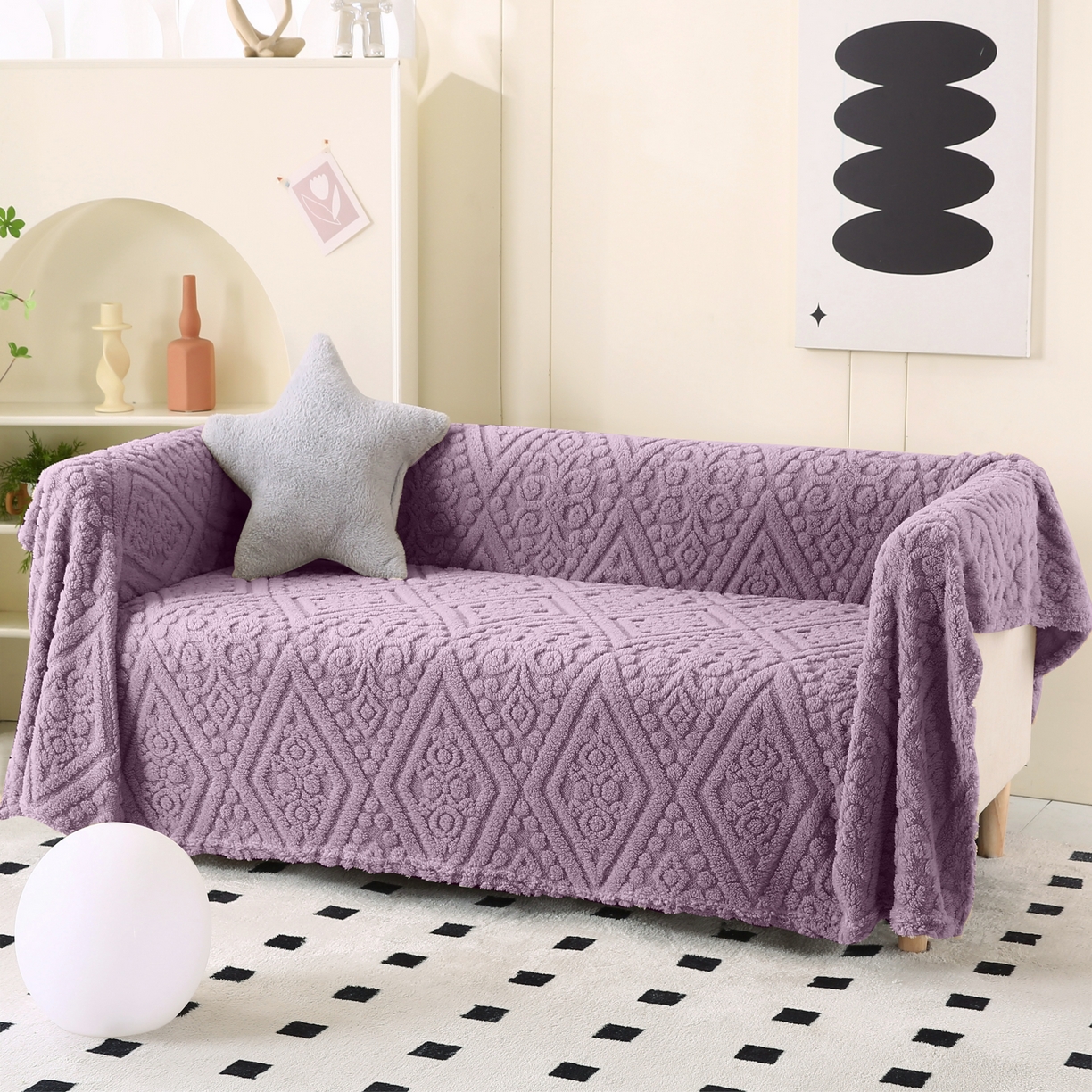 91家纺网 家纺一手货源 找家纺 巴木赫 2025新款如意阁塔芙绒毯子毛毯 紫色