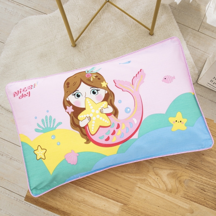 91家纺网 家纺一手货源 找家纺 大黄蜂家居家纺 2025新款纯棉卡通定位枕套 小美人鱼