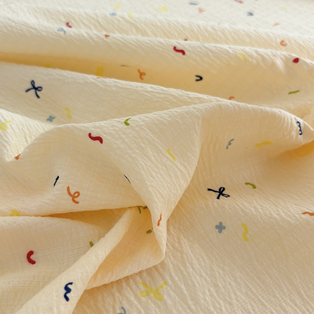 91家纺网 家纺一手货源 找家纺 青泽家纺 2025新款双层纱床单单品床单单件单床单 芝士奶酪