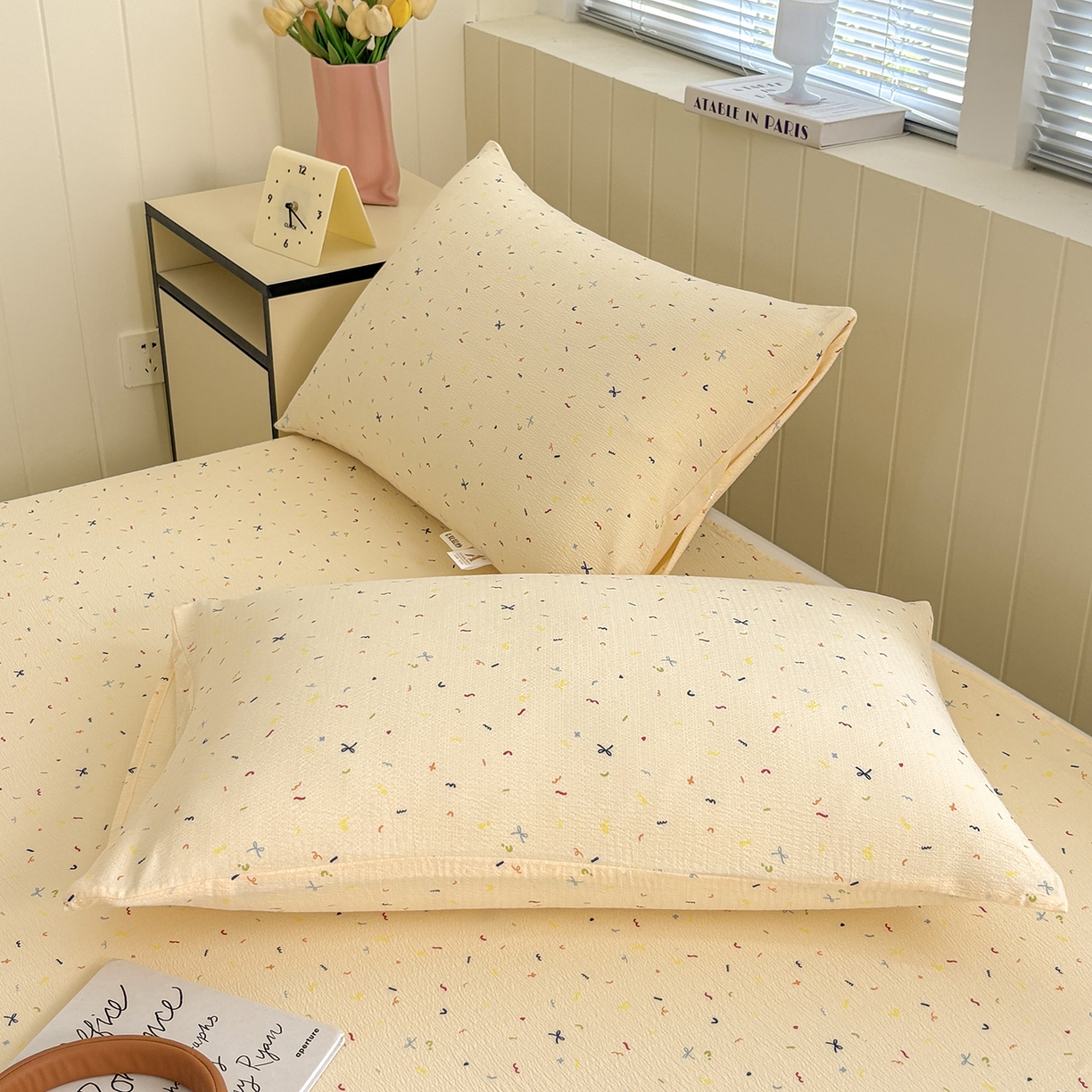 91家纺网 家纺一手货源 找家纺 青泽家纺 2025新款双层纱床单单品床单单件单床单 芝士奶酪