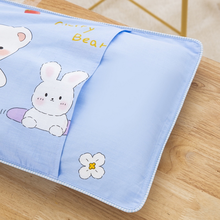 91家纺网 家纺一手货源 找家纺 大黄蜂家居家纺 2025新款纯棉卡通定位枕套 小熊和小兔