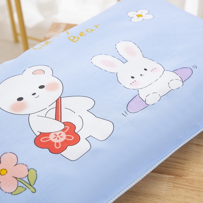 91家纺网 家纺一手货源 找家纺 大黄蜂家居家纺 2025新款纯棉卡通定位枕套 小熊和小兔