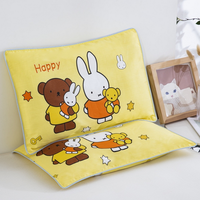 91家纺网 家纺一手货源 找家纺 大黄蜂家居家纺 2025新款纯棉卡通定位枕套 米菲兔兔